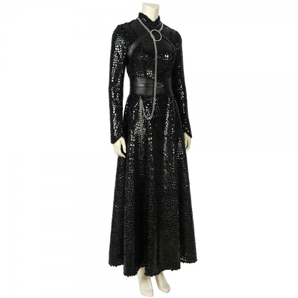 Sansa Stark Cosplay Suit GOT S8 Black Scale Dress