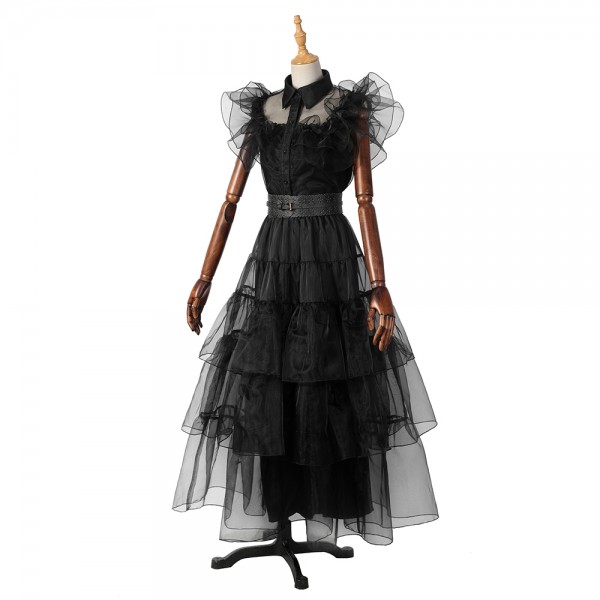 Wednesday Addams Cosplay Costume Dance Dress Full Set