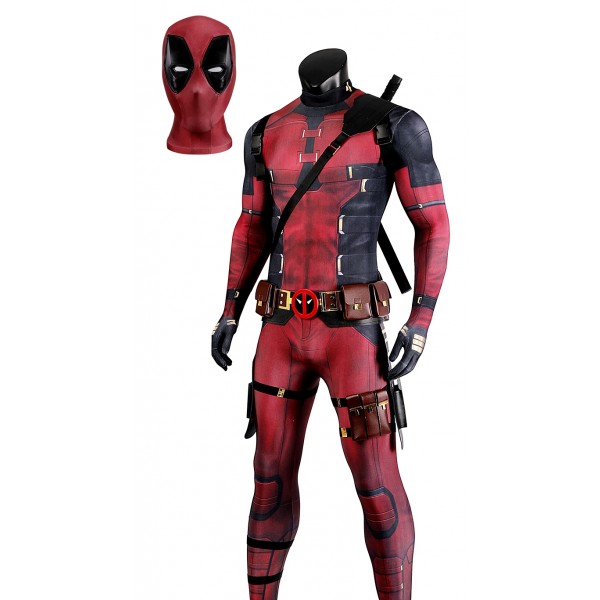 Deadpool 3 Wade Wilson Spandex Printed Cosplay Suit With Helmet