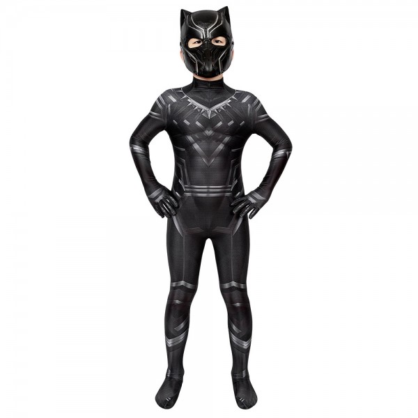 Kids Black Panther Cosplay Costume Civil War Edition Spandex Zentai