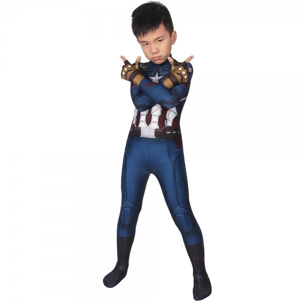 Kids Suit Endgame Steven Rogers Captain America Cosplay Costume
