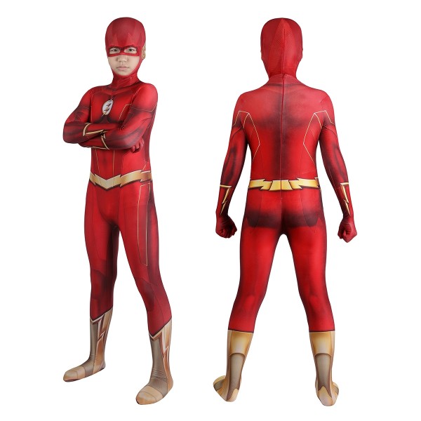 Kids The Flash Barry Allen Cosplay Costume Halloween Suit