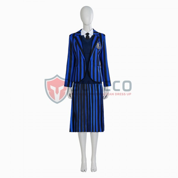 Wednesday Addams Cosplay Costume Nevermore Academy Uniform Blue Suits
